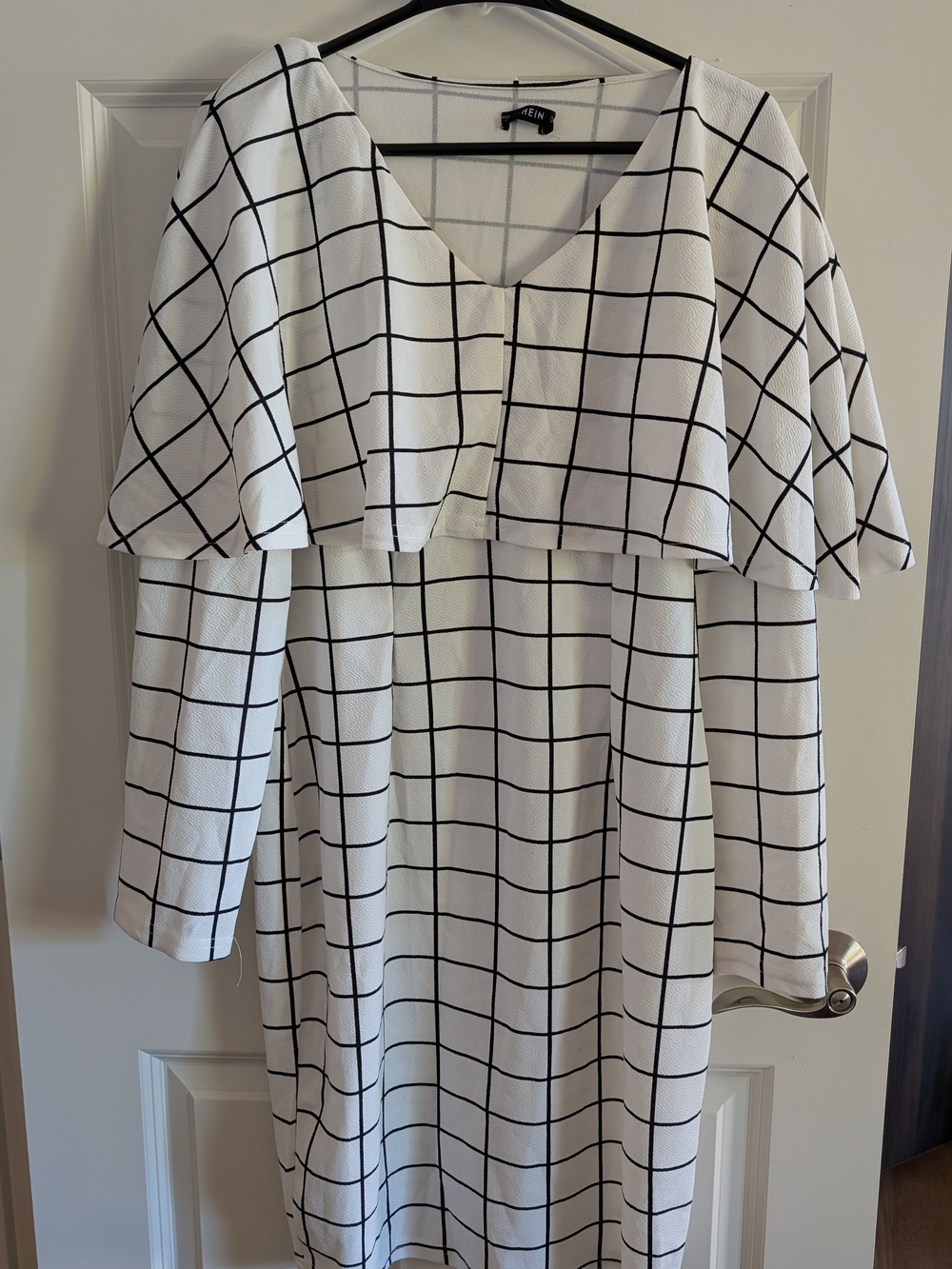 Women's White Dress with Black Stripes